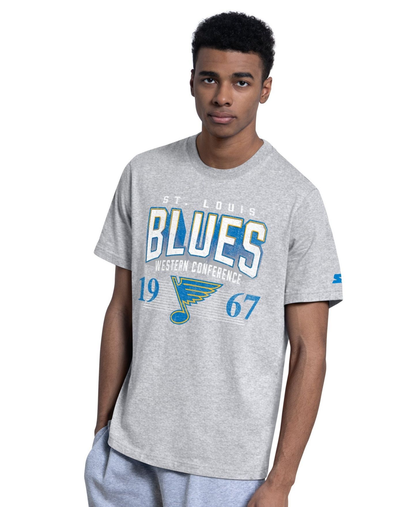 Мужские футболки Starter Light Blue/Heather Gray St. Louis Blues Two-Pack T-Shirt Set — фото 3