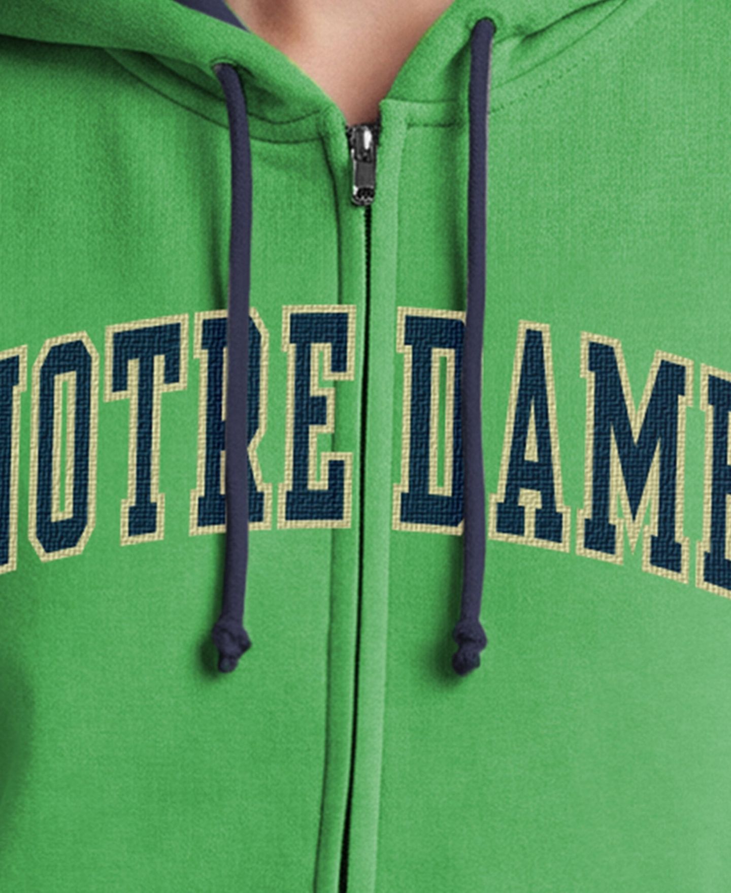 Женское флисовое худи на молнии Champion Notre Dame Fighting Irish Arch, зелёное — фото 5