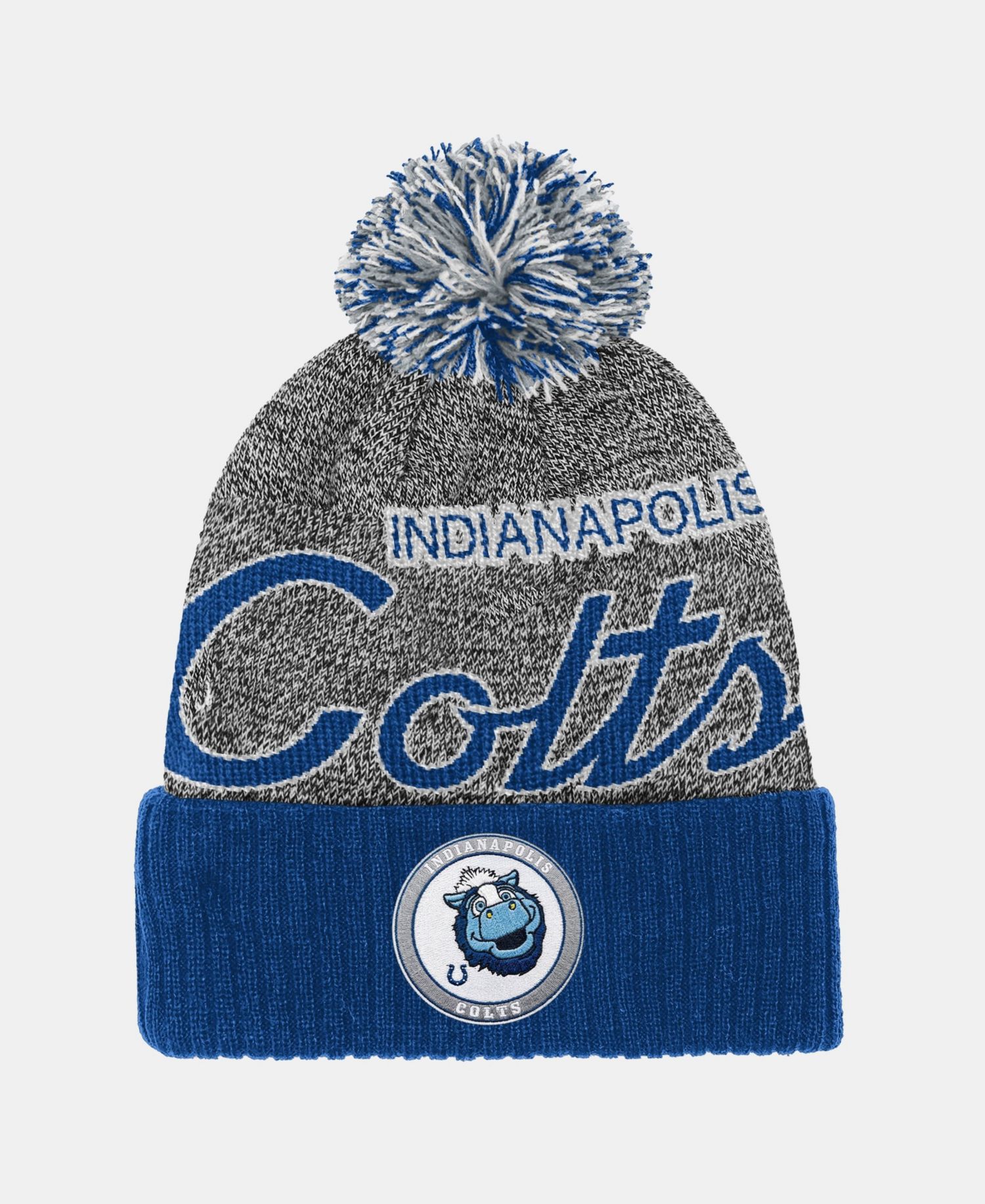 Big Boys and Girls Royal Indianapolis Colts Cuffed Knit Hat with Puff