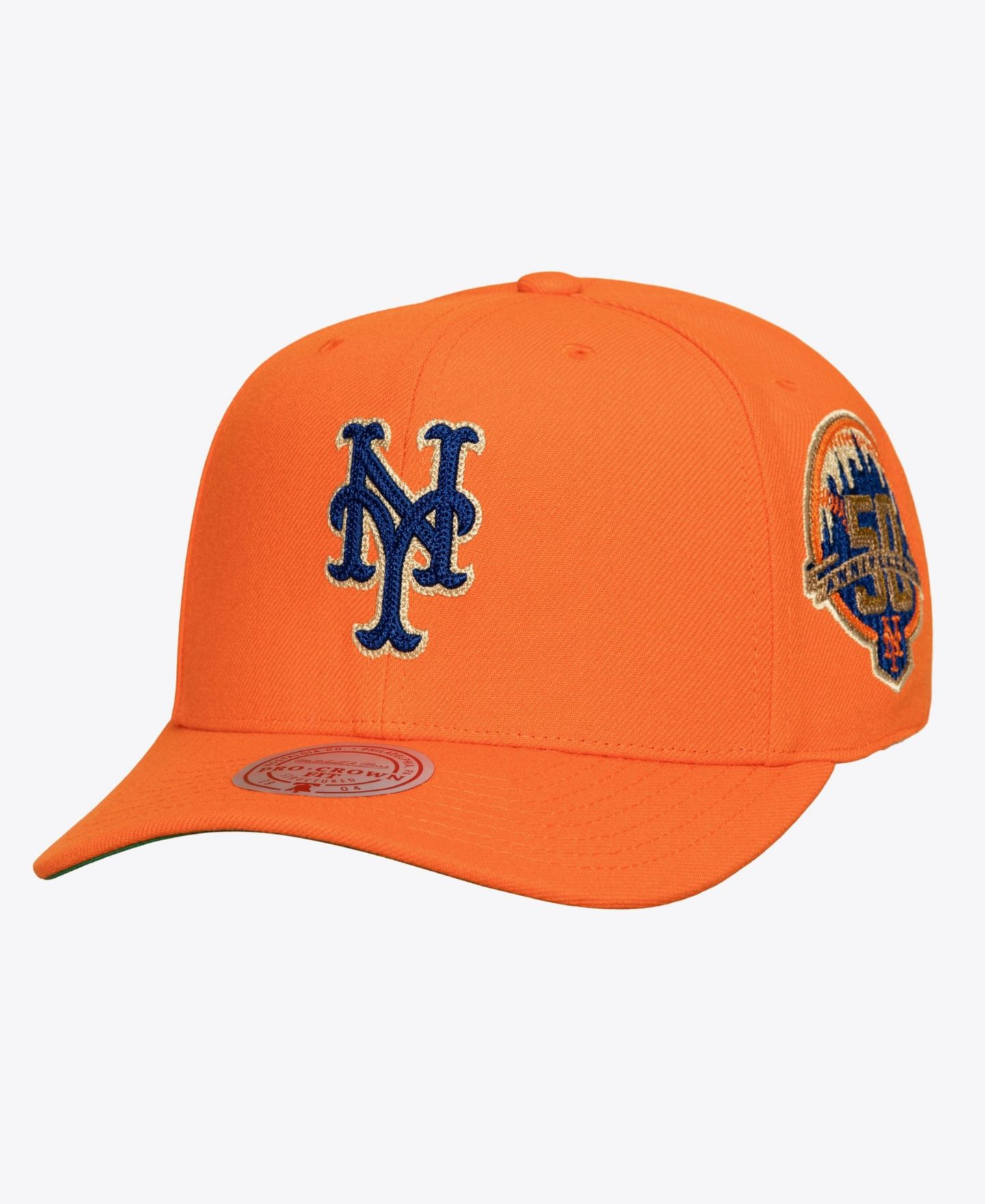 Мужская кепка Mitchell & Ness Orange New York Mets 50th Anniversary Patch Secondary Pro Snapback Hat — фото 1