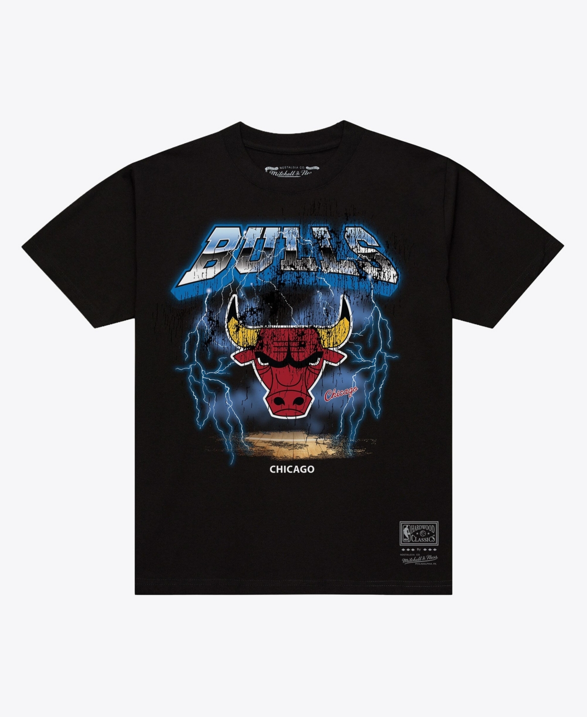 Mitchell & Ness Men's Chicago Bulls Lightning Graphic Crewneck T-Shirt - Black