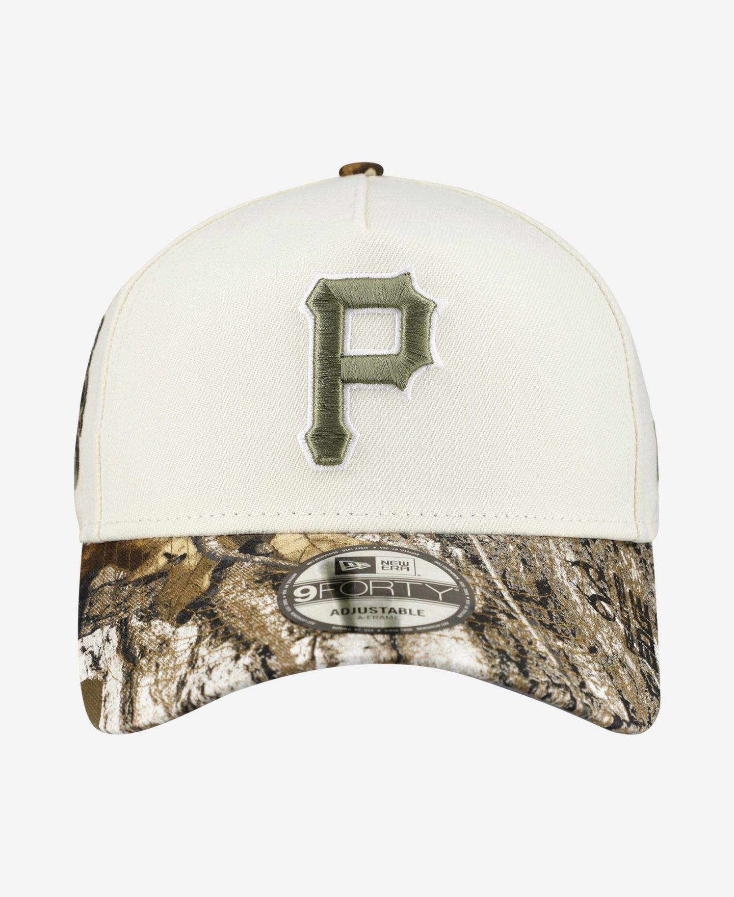 Мужская кепка New Era Cream/Realtree Camo Pittsburgh Pirates 9FORTY A-Frame Adjustable Hat — фото 2