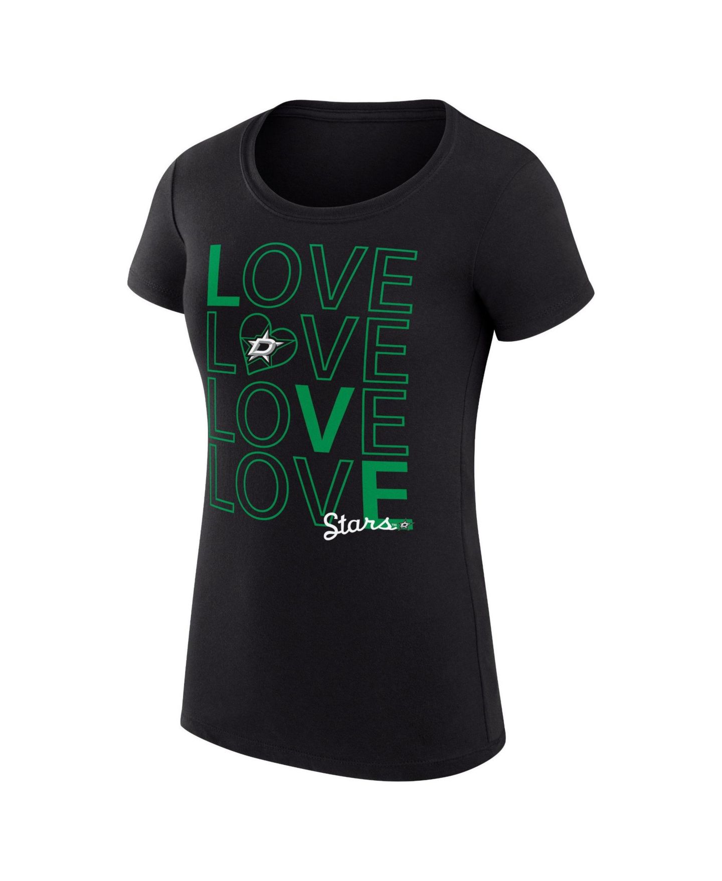 Женская футболка G-III 4Her by Carl Banks Black Dallas Stars Super-Slim Fit Lightweight Hockey Love — фото 2