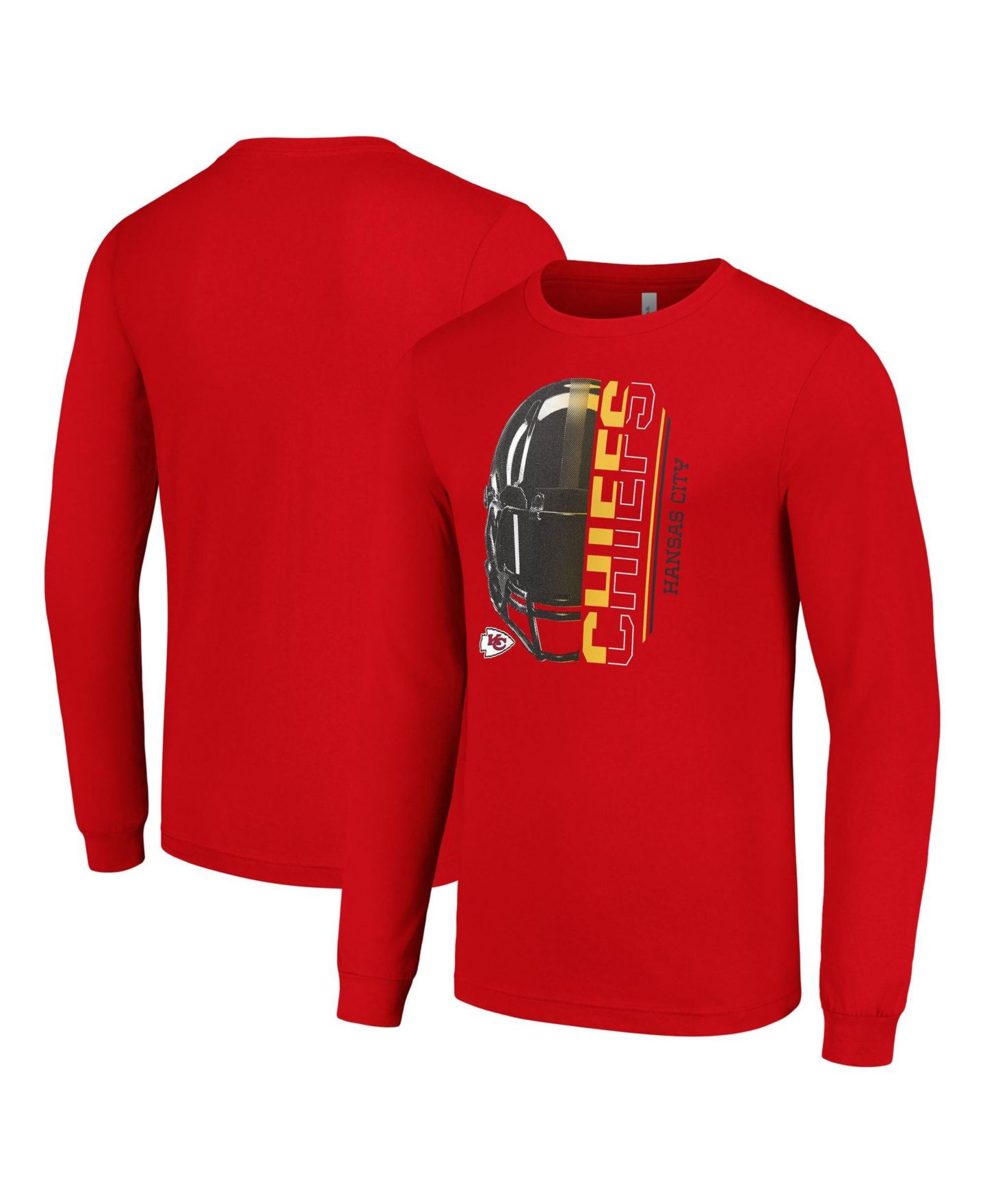 Мужская футболка Starter Red Kansas City Chiefs Half Helmet Logo Long Sleeve — фото 1