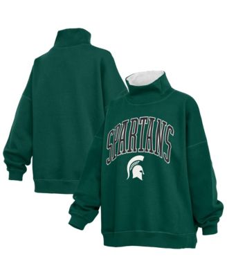 Women's  Green Michigan State Spartans Oversized Mock Neck Sweatshirt