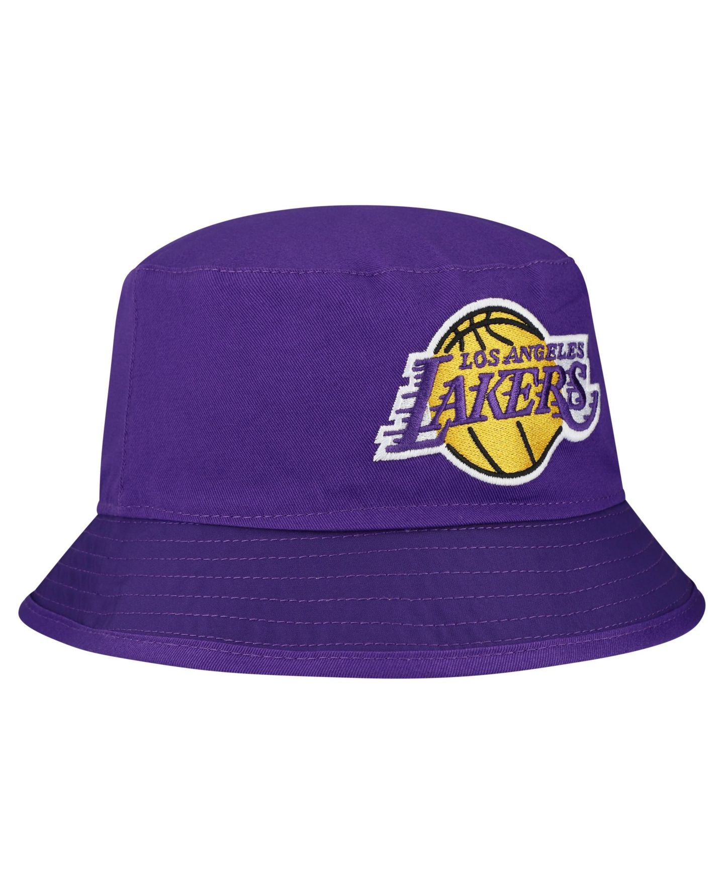 Мужская панама New Era White Los Angeles Lakers Team Cheer Reversible Bucket Hat — фото 7