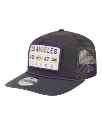 Men's Charcoal Los Angeles Lakers Washed Patch 19TWENTY Adjustable Trucker Hat