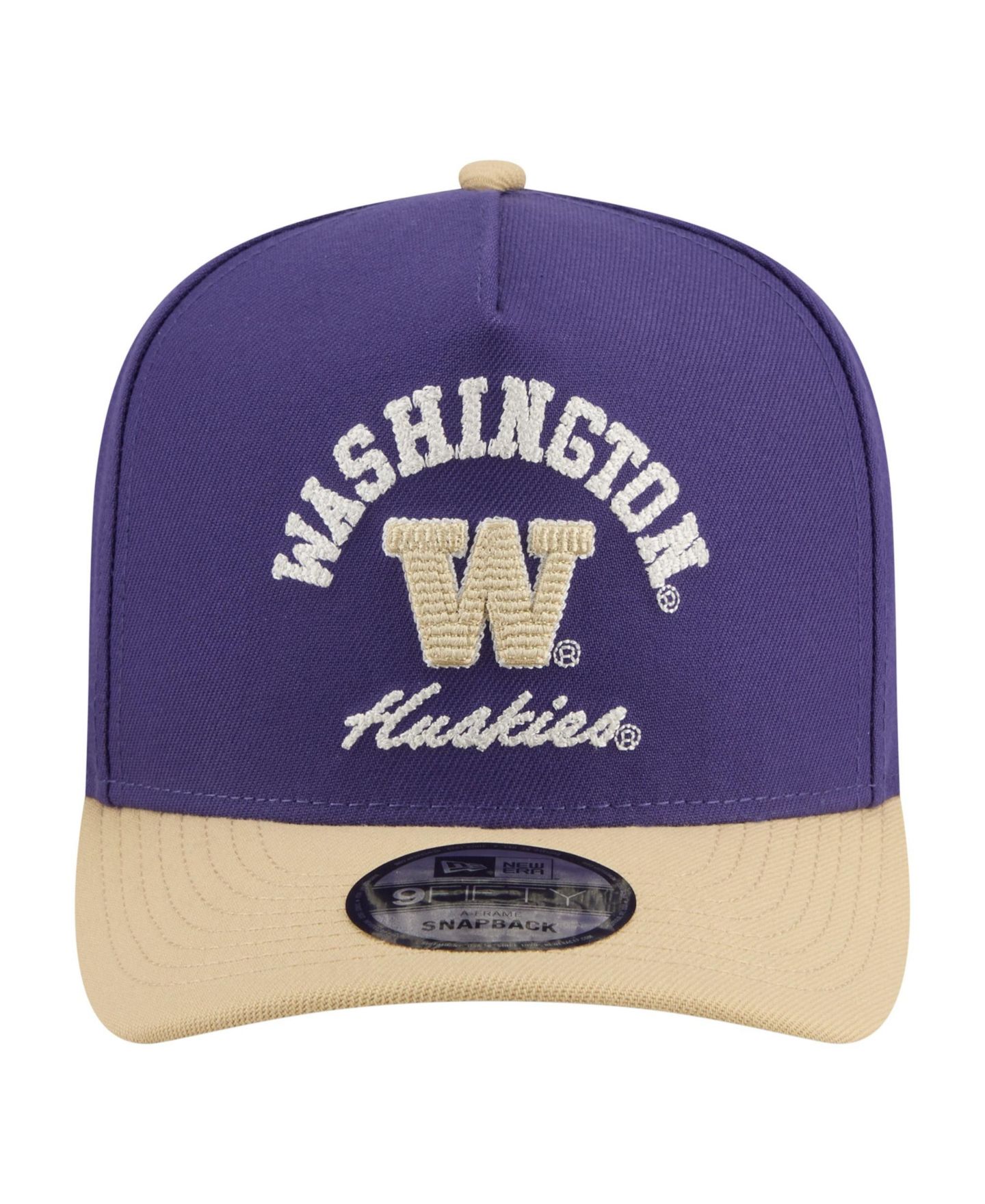 Мужская кепка New Era Purple/Gold Washington Huskies Two-Tone Arched 9FIFTY Snapback Hat — фото 2