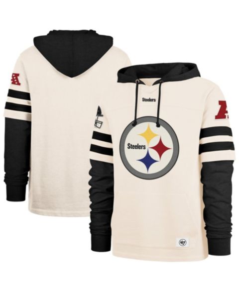 '47 Brand Мужское худи '47 Pittsburgh Steelers Split Zone Cornerback Duo со шнуровкой, Cream