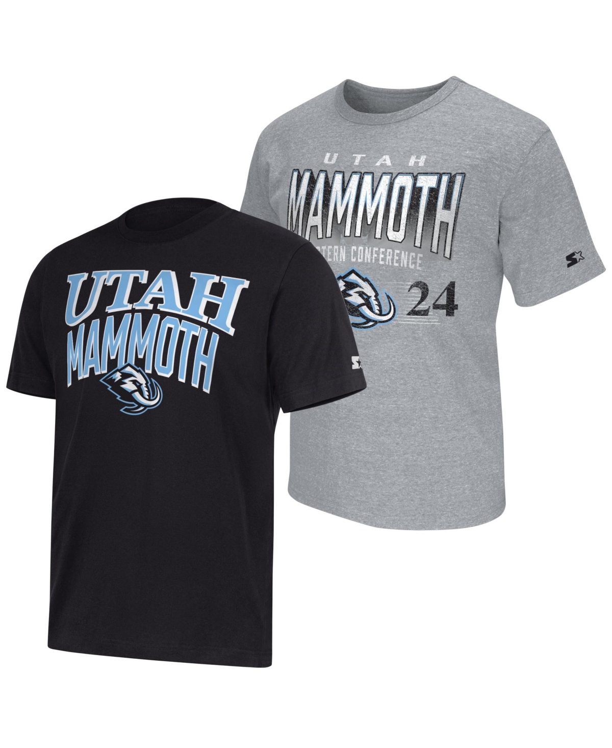 Starter Men's Utah Mammoth Graphic Vintage T-Shirt, 2-Piece Set - Black, Heather Gray
