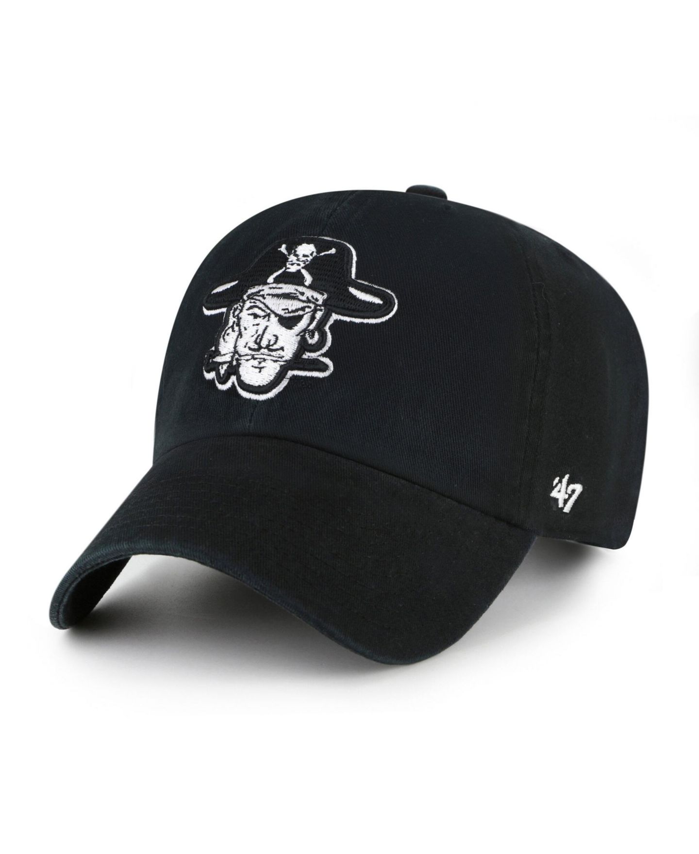 Мужская кепка '47 Brand Black ECU Pirates Vault Clean Up Adjustable Hat — фото 1