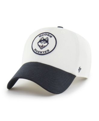 47 Brand Men's and Women's White/Navy UConn Huskies Pique Patch Clean Up Adjustable Hat