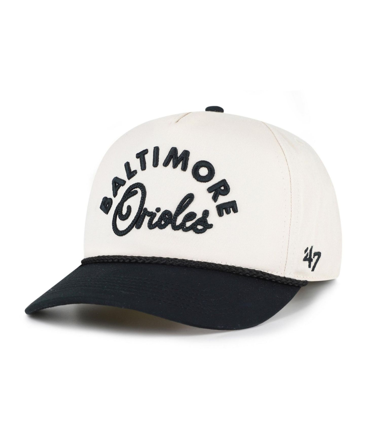 Кепка '47 Brand Natural/Black Baltimore Orioles Rope Script Hitch Adjustable Hat — фото 1