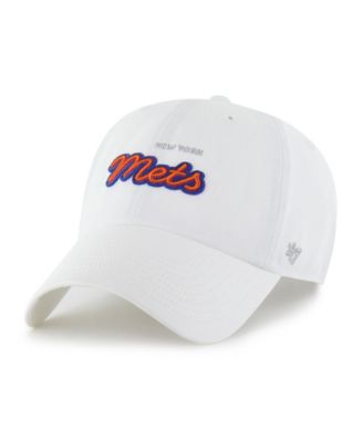 Women's White New York Mets Trendy Script Clean Up Adjustable Hat