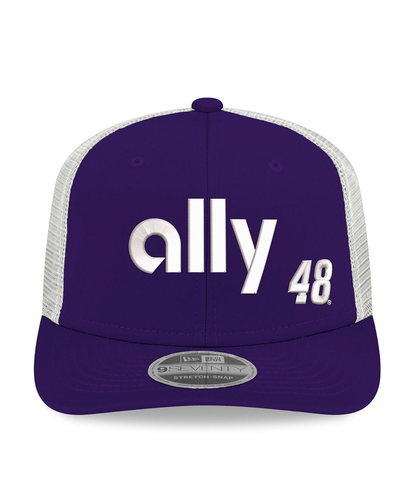 Мужская кепка New Era Purple/White Alex Bowman 2026 ally 9SEVENTY Adjustable Trucker Hat — фото 2