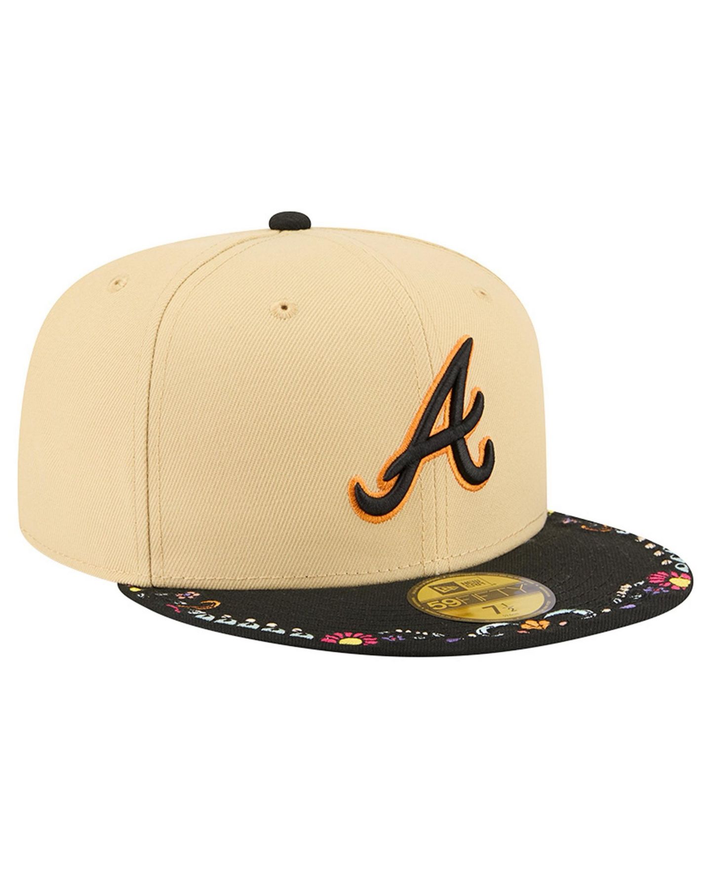 Мужские козырьки New Era Light Beige Atlanta Braves Two-Tone Embroidered 59FIFTY Fitted Hat — фото 3