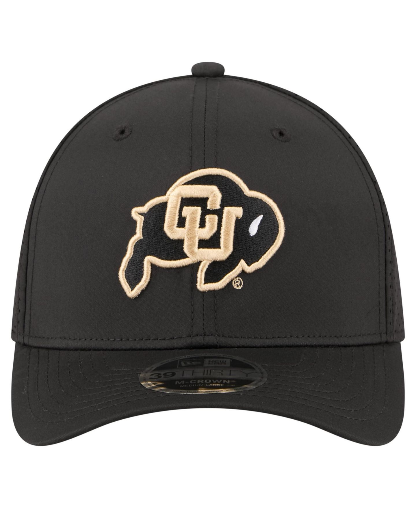 Мужской головной убор New Era Black Colorado Buffaloes 39THIRTY M-Crown Stretch Hat — фото 2