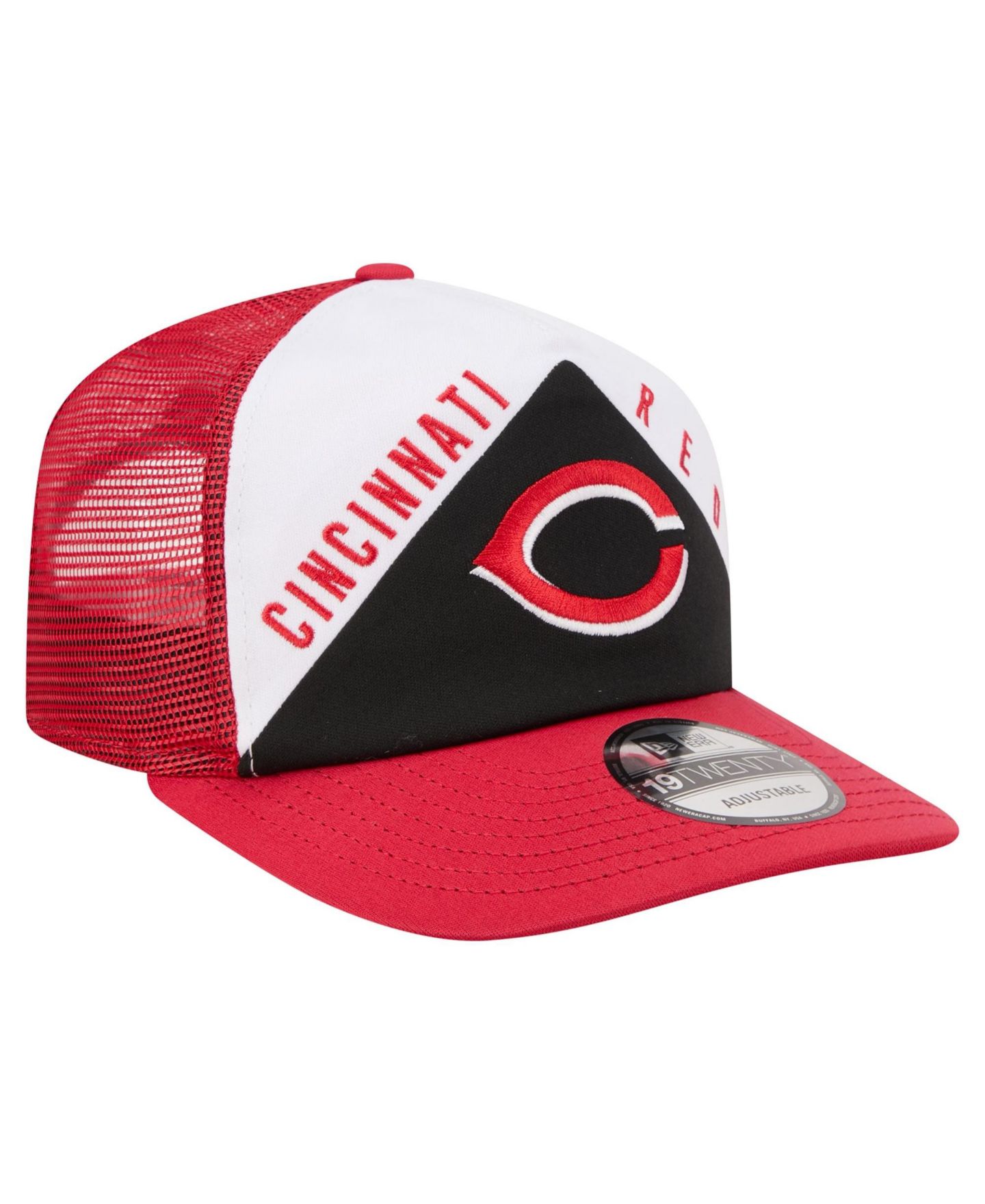 Мужская кепка New Era White/Red Cincinnati Reds Retro Cut 19TWENTY Adjustable Trucker Hat — фото 3