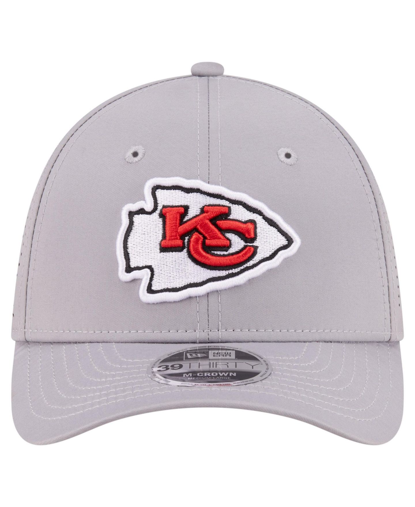 Мужской головной убор New Era Gray Kansas City Chiefs 39THIRTY M-Crown Stretch Hat — фото 2