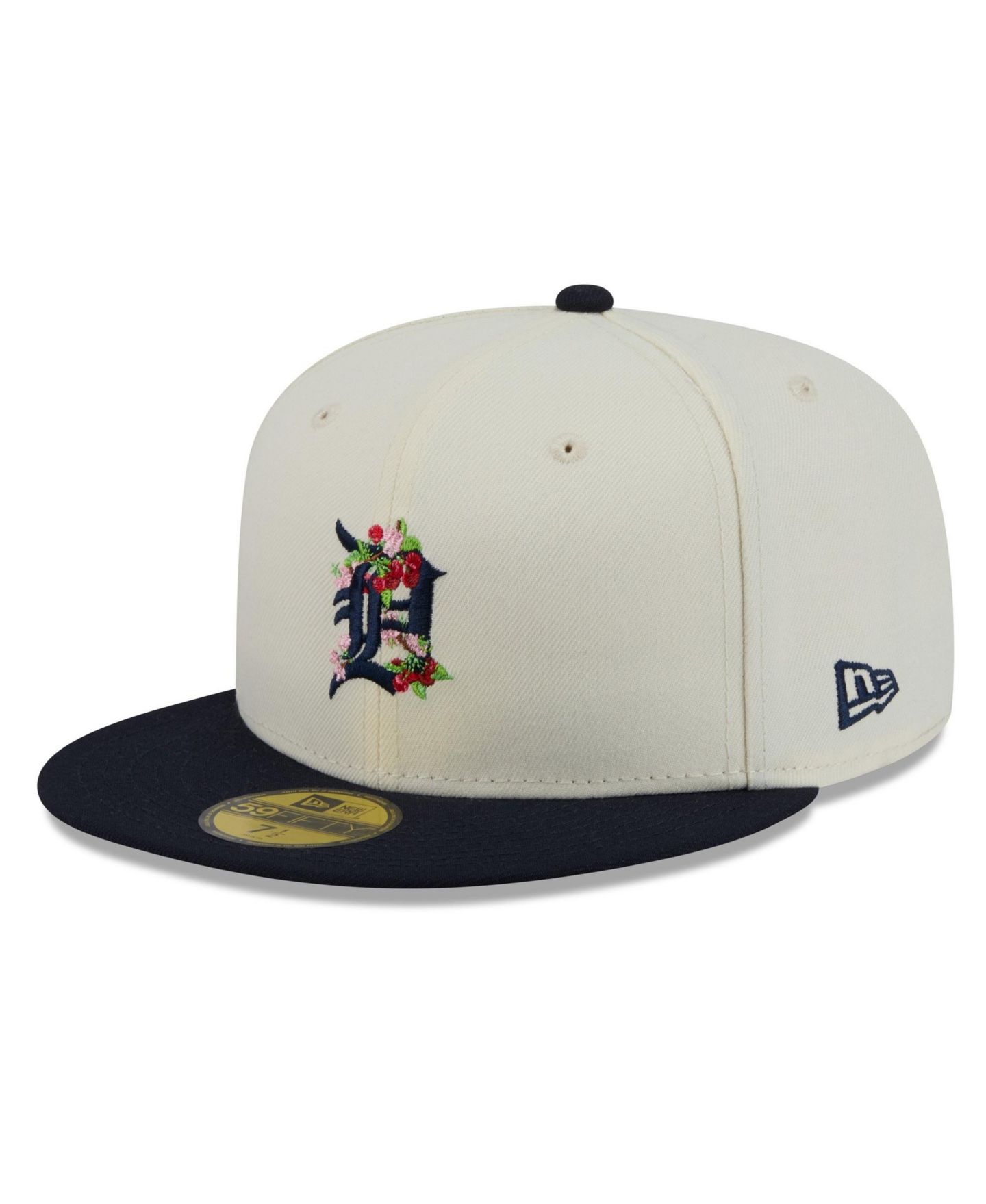 Мужская кепка New Era White/Navy Detroit Tigers Blossom 59FIFTY Fitted Hat — фото 3