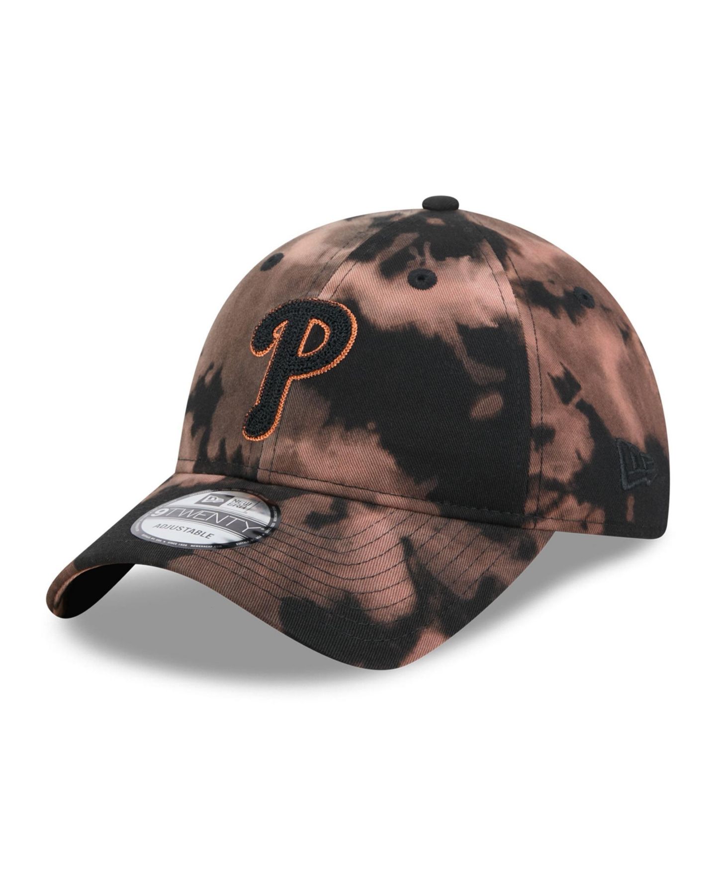 Мужская кепка New Era Black Philadelphia Phillies Bleach Wash 9TWENTY Adjustable Hat — фото 1