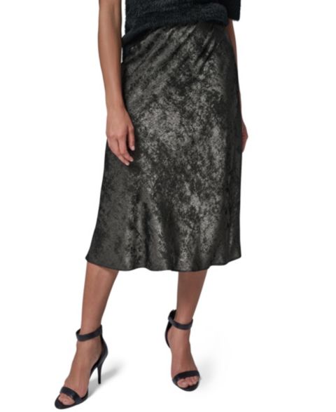 Женская юбка Donna Karan New York A-Line Midi Foil, цвет: Чёрный / Графитовый