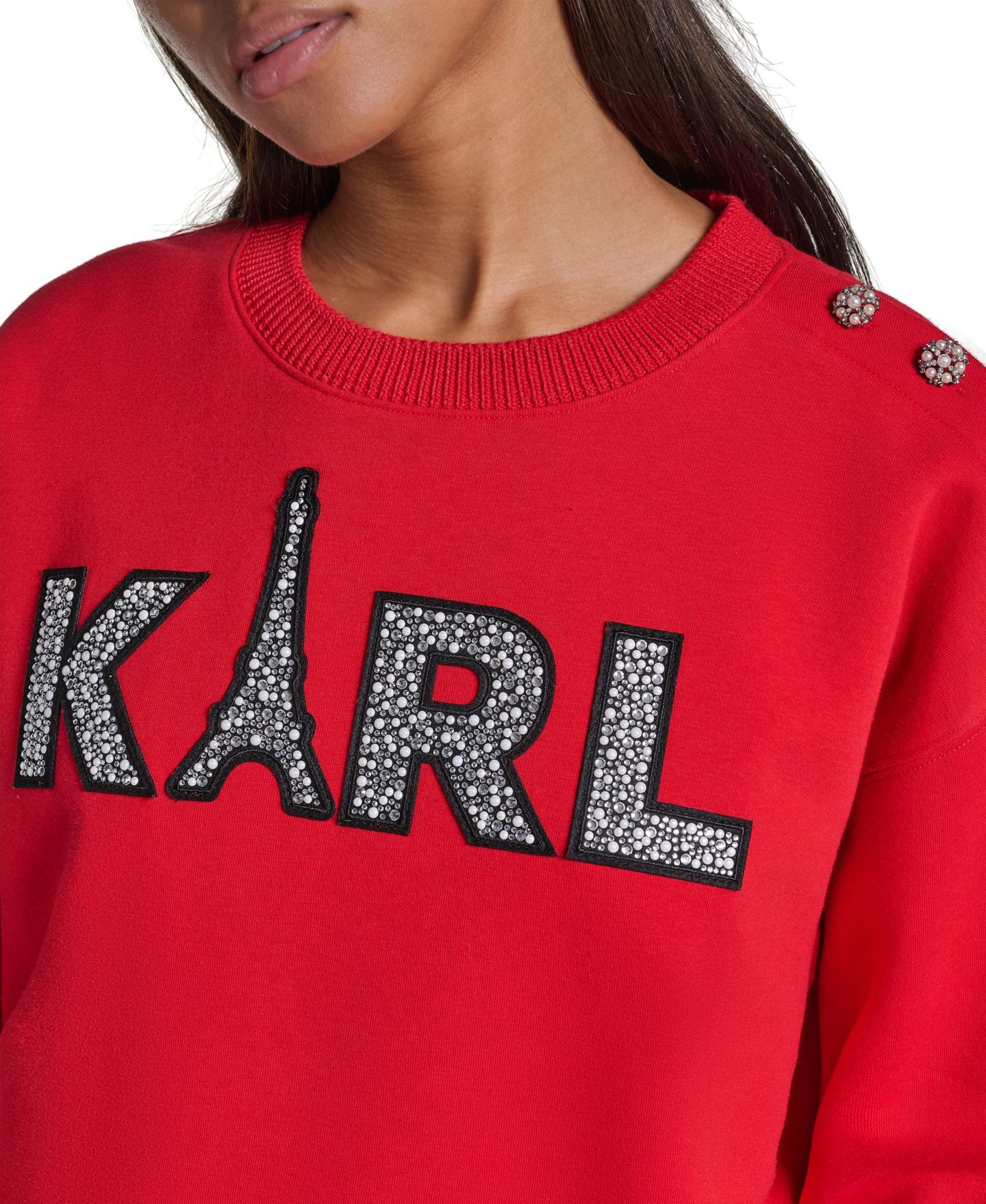 Женская толстовка KARL LAGERFELD PARIS Eiffel Tower Graphic, цвет: Красный — фото 5