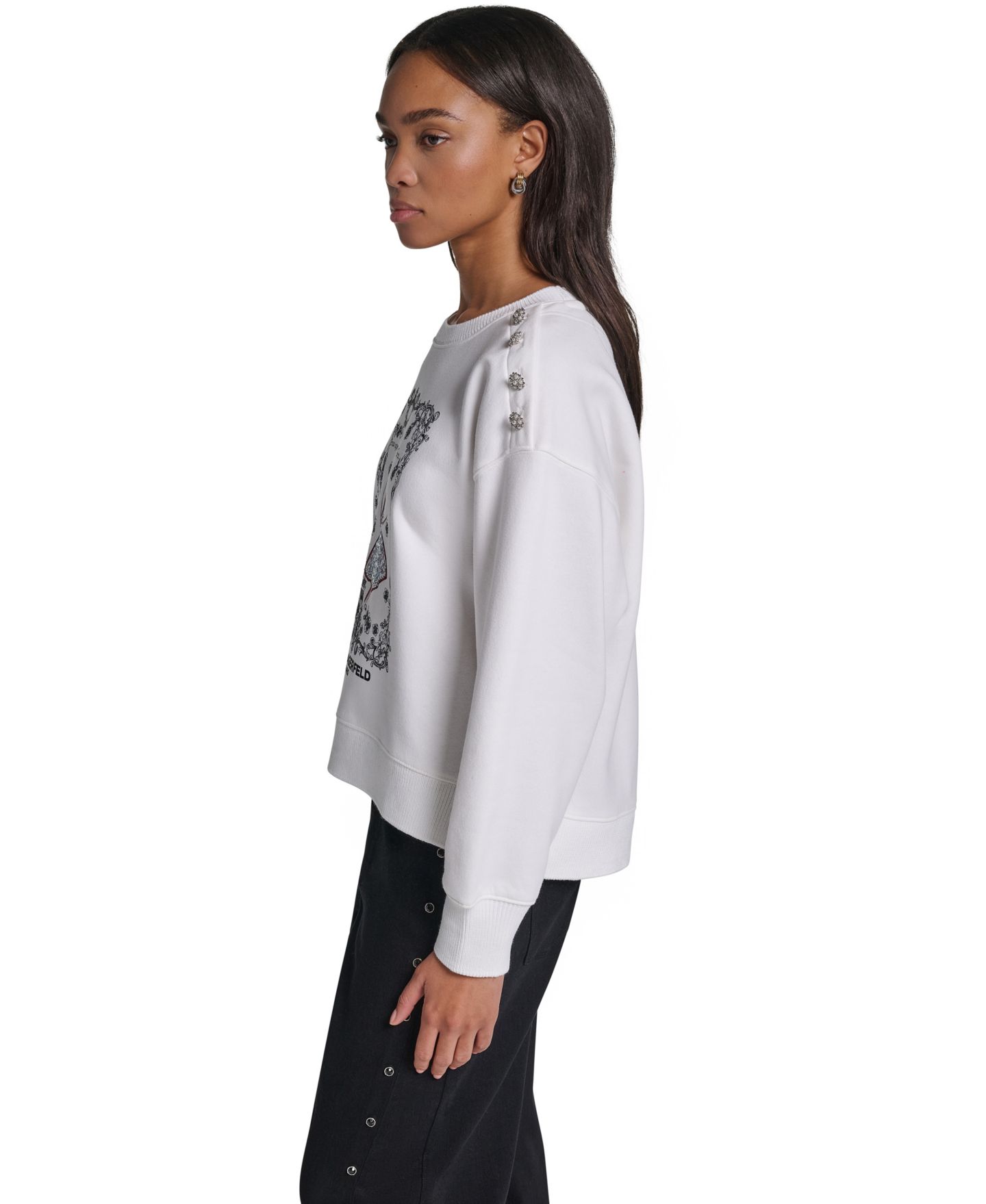 Женская толстовка KARL LAGERFELD PARIS Paris Scene Graphic Crewneck Long-Sleeve Sweatshirt, цвет: Мягкий белый — фото 4