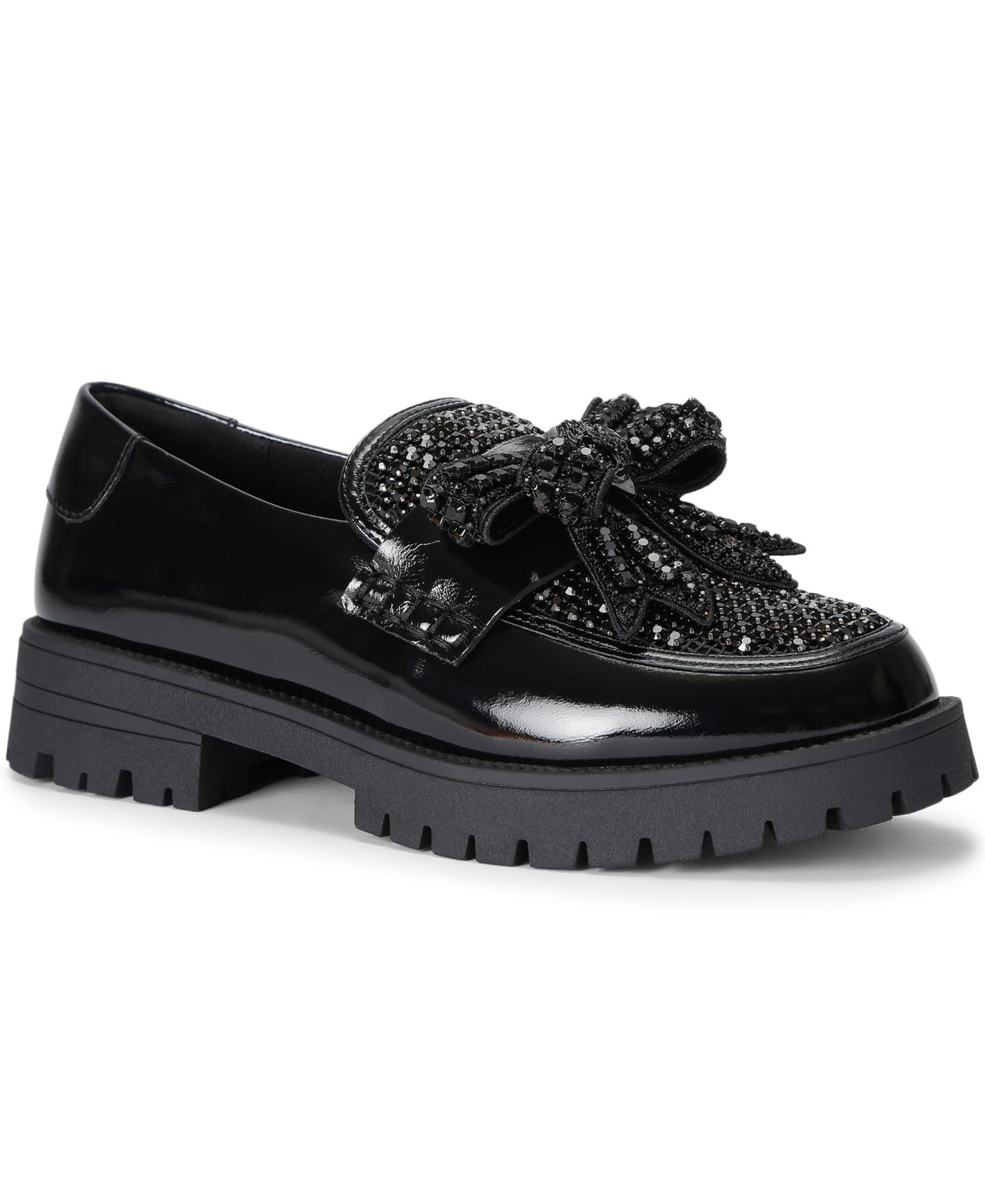 Женские лоферы Kurt Geiger London с бантом и кристаллами, цвет: Чёрный — фото 1