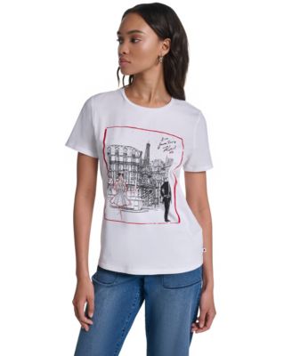 Women's In Paris Scene Logo Graphic Crewneck T-Shirt