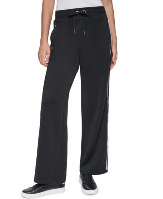 Women's Imitation Pearl Trim Drawstring Joggers
