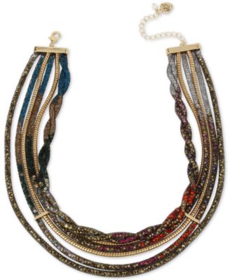 Betsey Johnson - Gold-Tone Crystal Mesh Filled Multi-Layer Collar Necklace