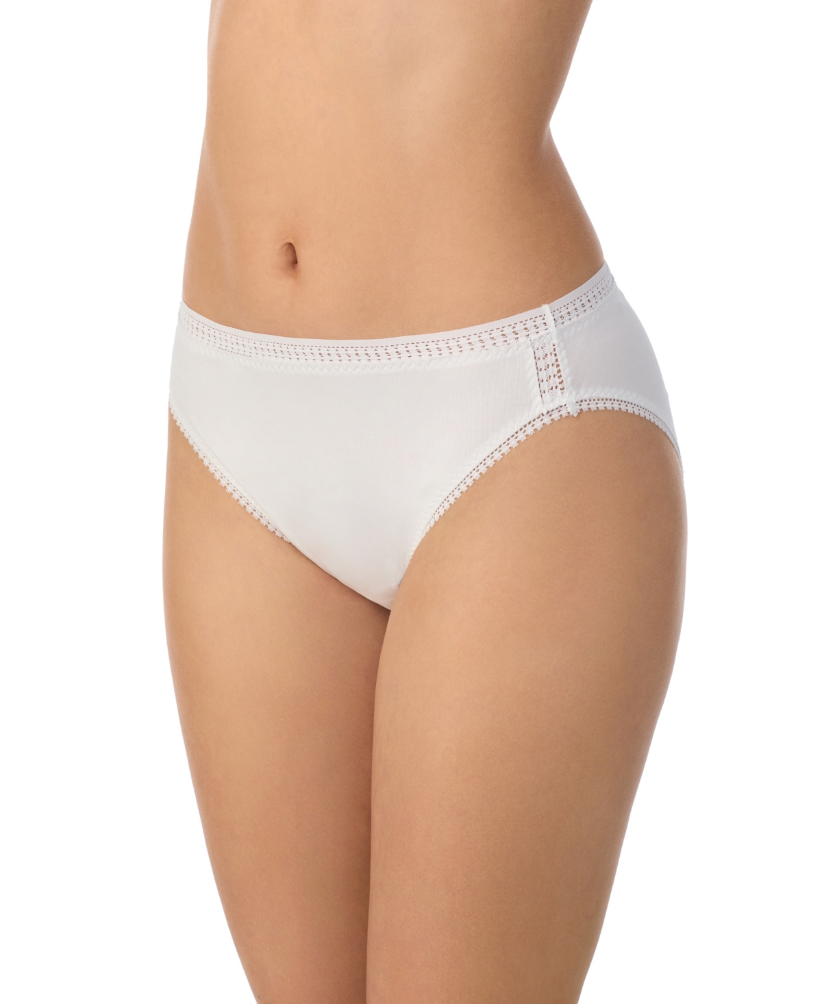 On Gossamer Regular Cabana Cotton-Blend Hi-Cut Brief Crochet Trim Panty, 3-Pack