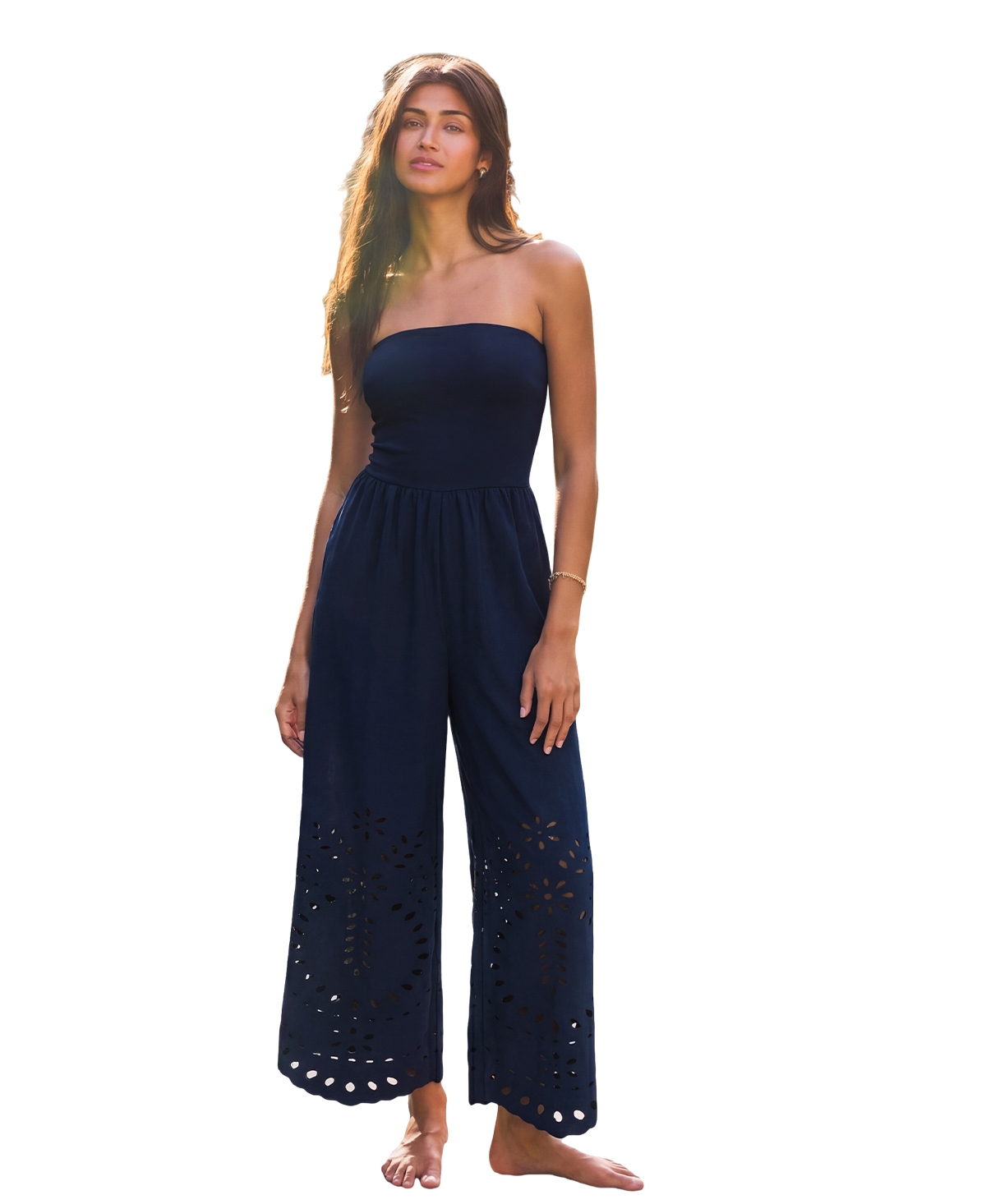 Cupshe Women's V-Neck Zipper Closure Jumpsuit - Medium blue