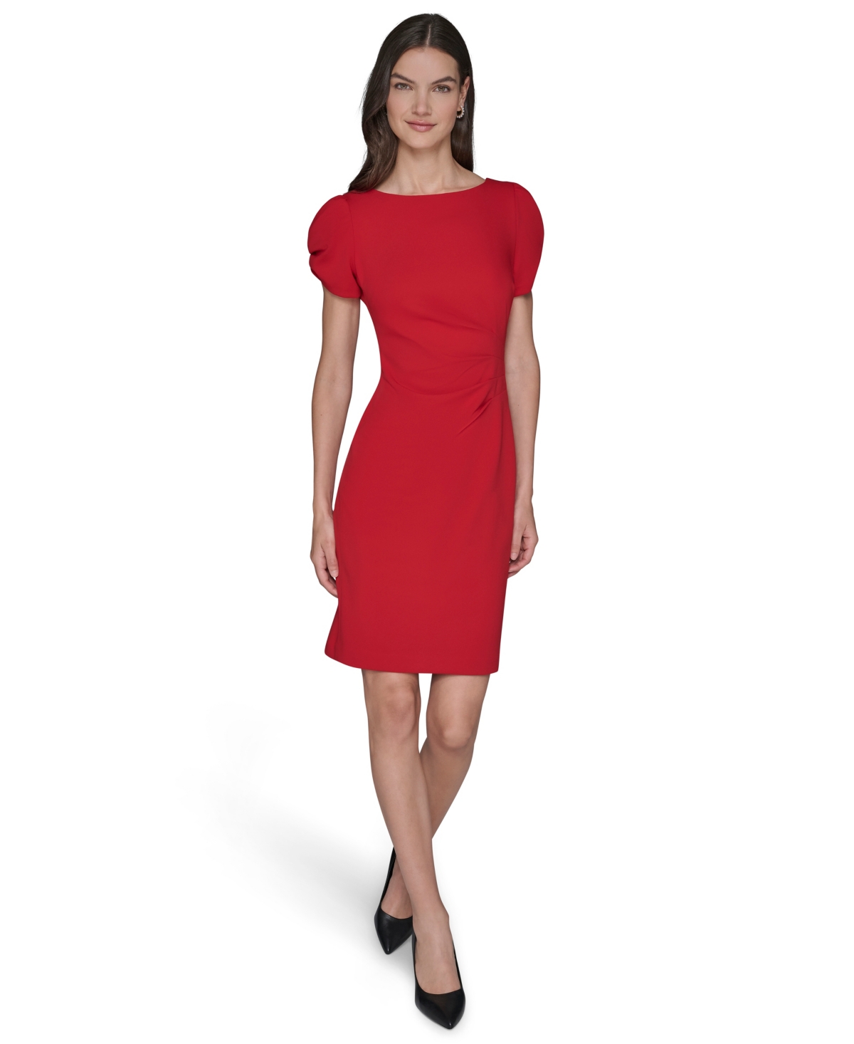 Karl Lagerfeld Paris Women's Puff-Sleeve Side-Pleated Dress