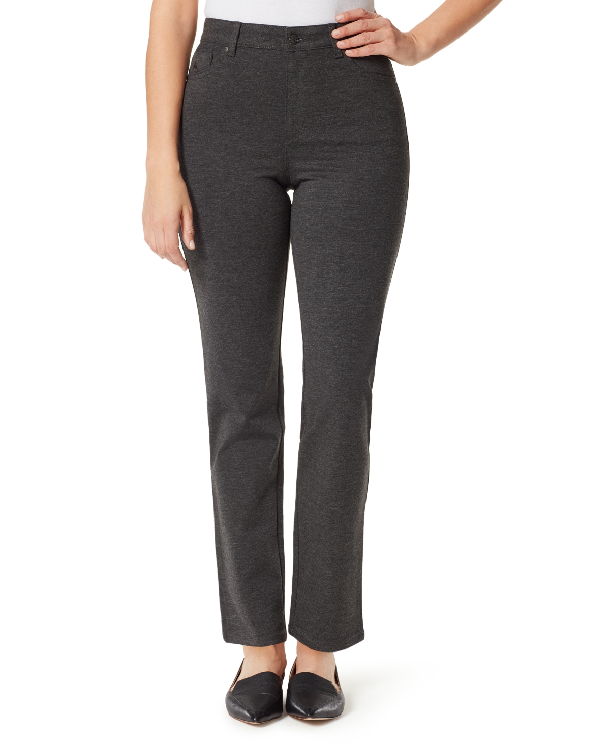 Gloria Vanderbilt Women's Amanda High-Waisted Straight Ponte Pants - Heather Grey