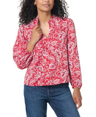 Women's Ruffle Collar Peasant Long-Sleeve Blouse