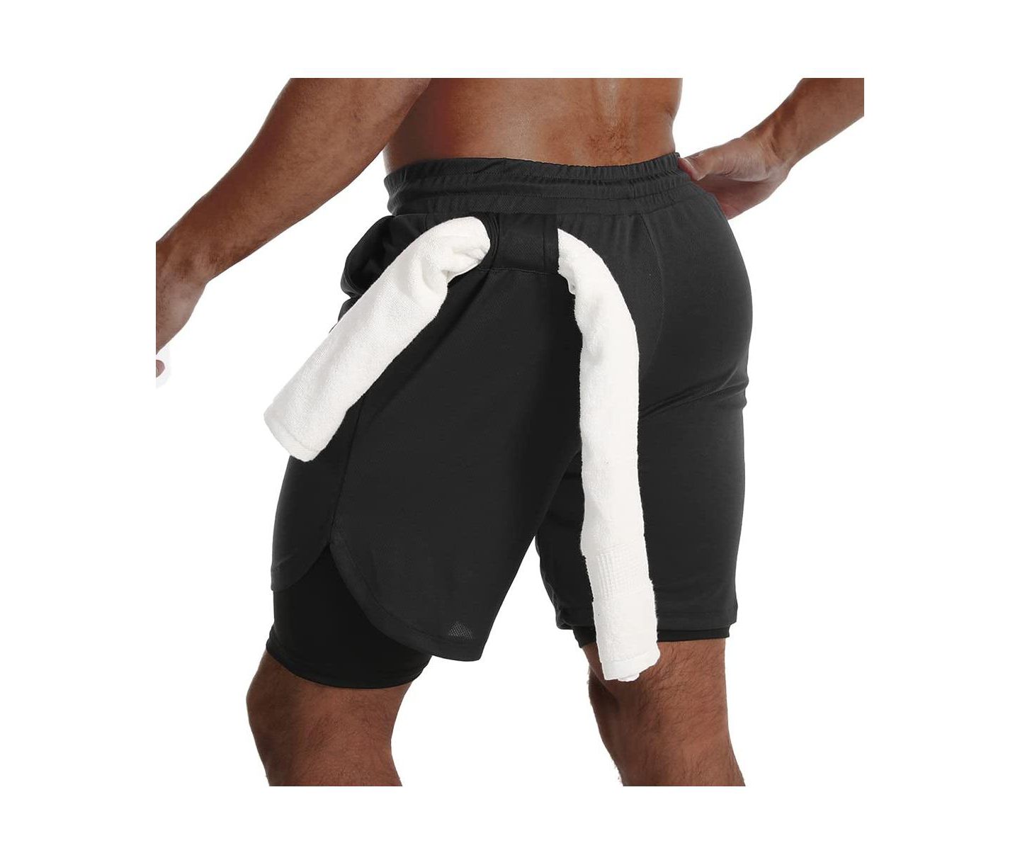 Мужские шорты peneyon 2 In 1 Quick Dry Running Shorts Athletic Workout With Pockets, цвет: Open Miscellaneous — фото 2