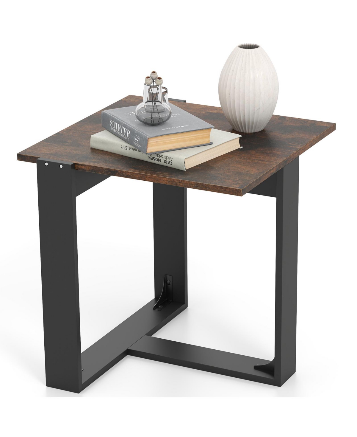 Mecale Industrial Sofa End Table with Metal Frame 1