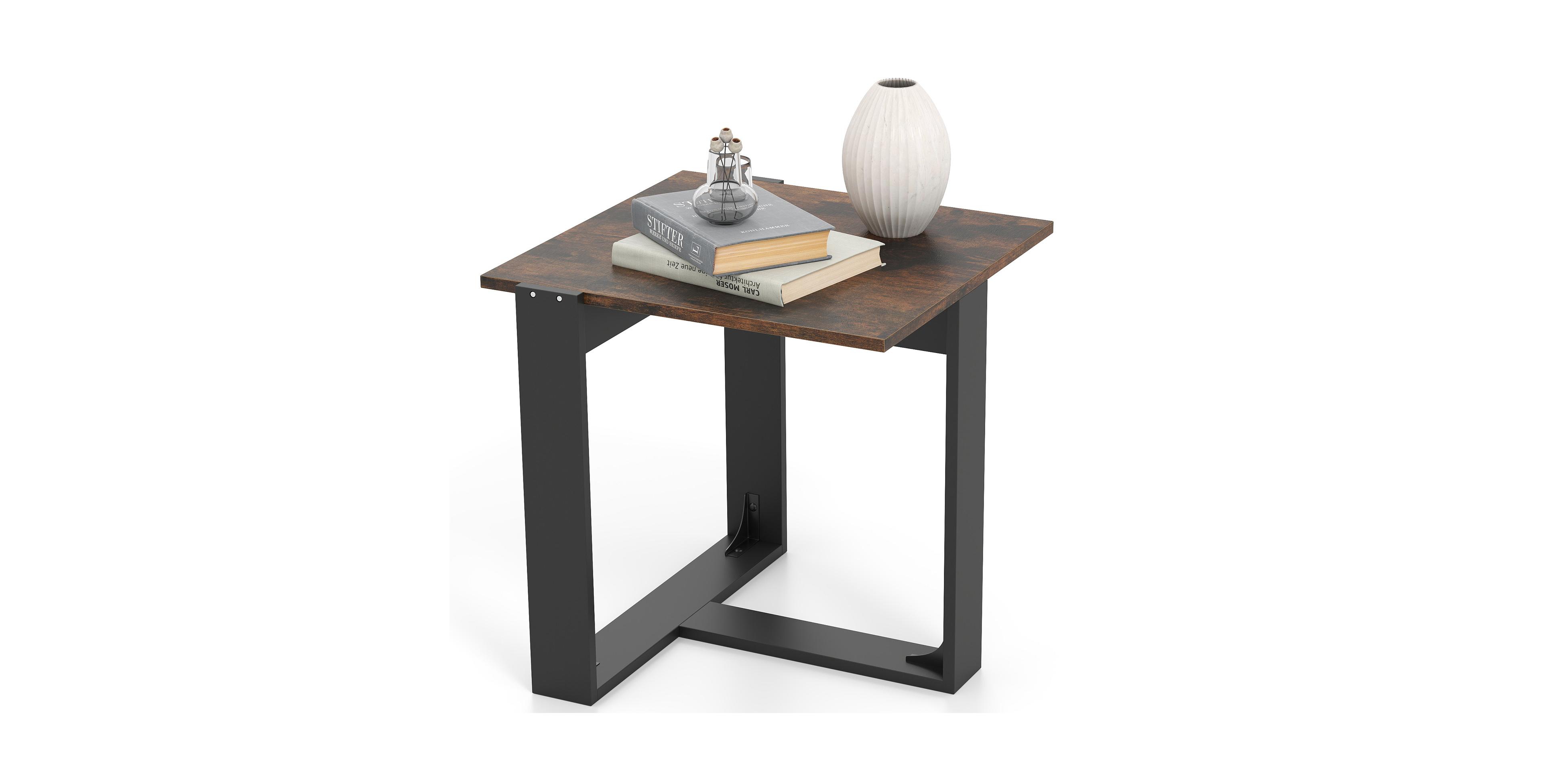Mecale Industrial Sofa End Table with Metal Frame 1