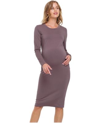 Maternity Long-Sleeve Bodycon Midi Dress