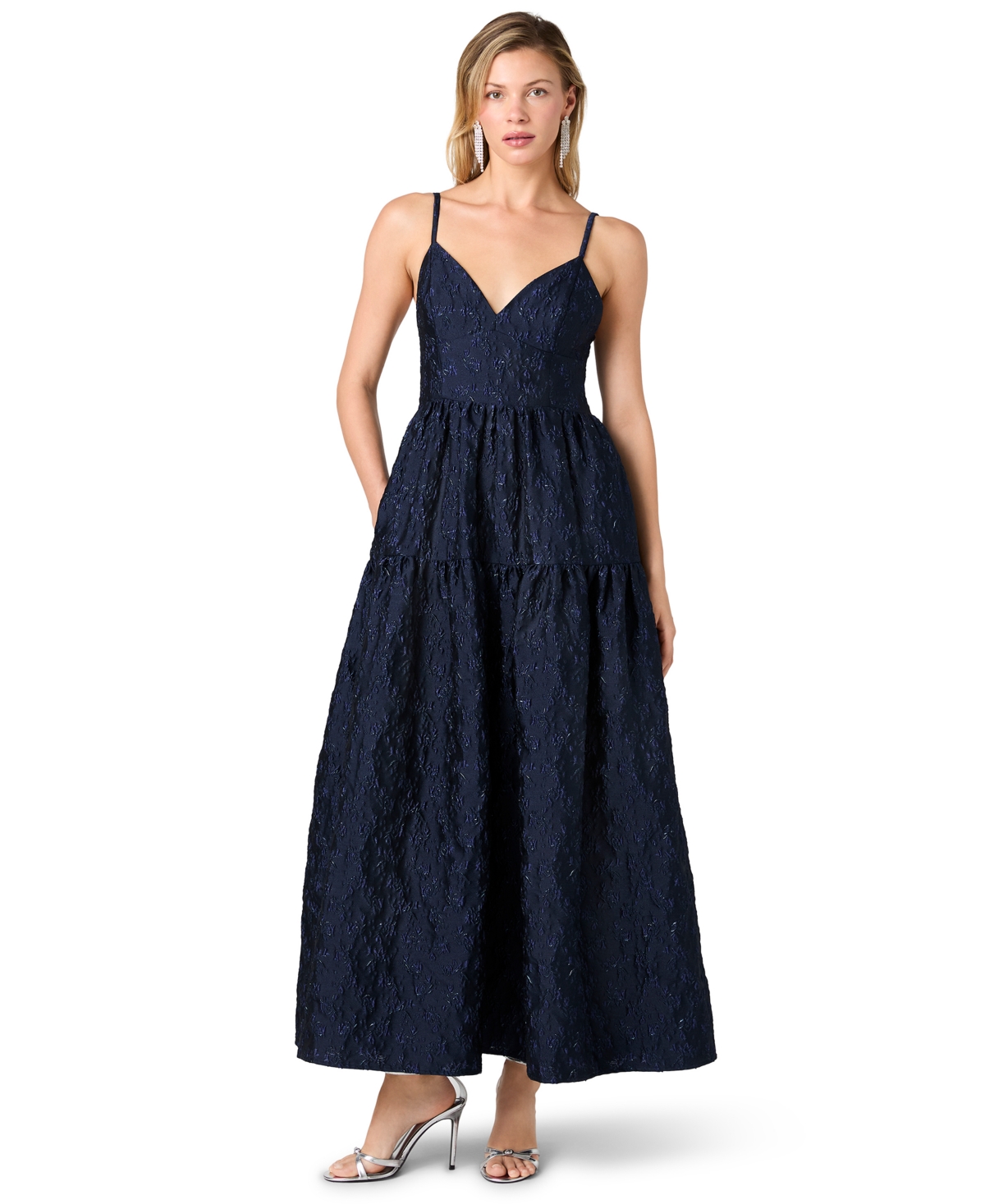 French Connection Women's Anaya Floral-Print Strappy Maxi Dress - Cosmic Indigo