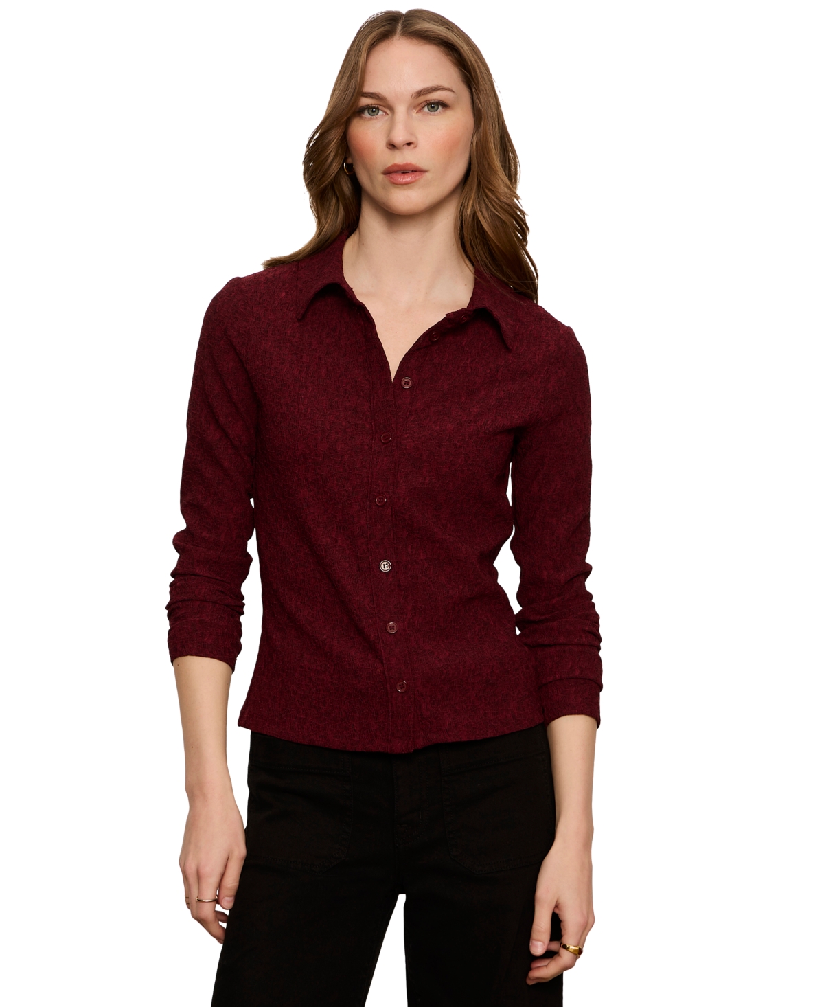 Sanctuary Women's Dreamer Long-Sleeve Spread-Collar Button-Up Shirt