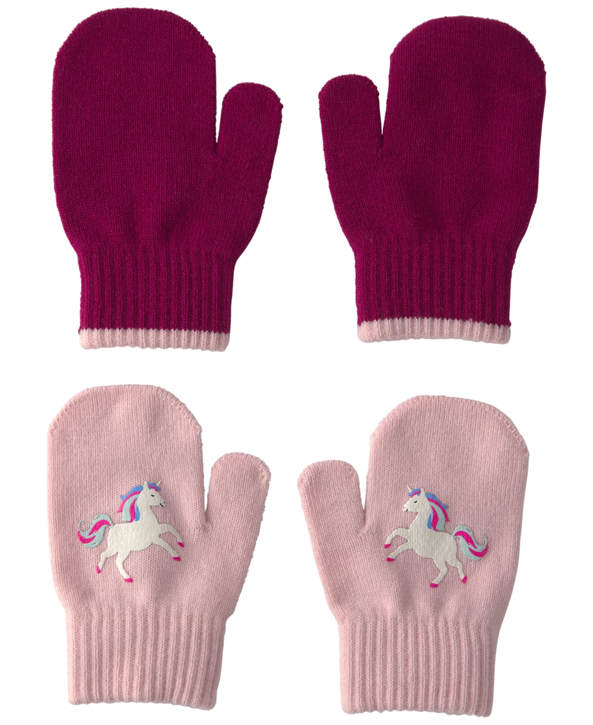 Carter's Toddler Girls' 2T-4T Unicorn Gripper Ribbed-Cuff Mittens, 2-Piece Set