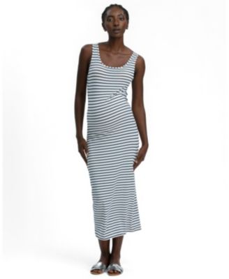 Maternity Formentera Scoop Neck Sleeveless Striped Midi Dress
