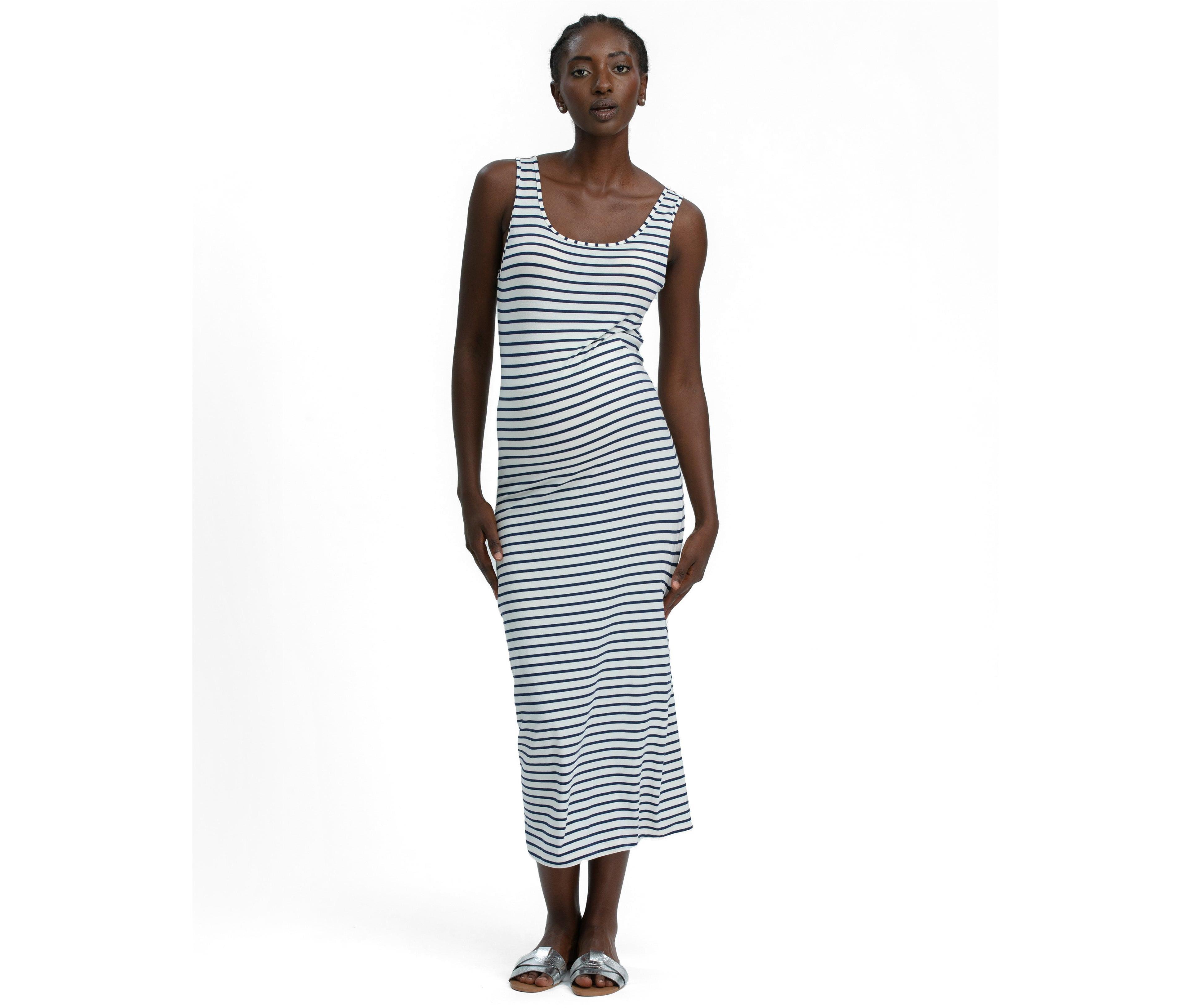 Pietro Brunelli Maternity Formentera Scoop Neck Sleeveless Striped Midi Dress