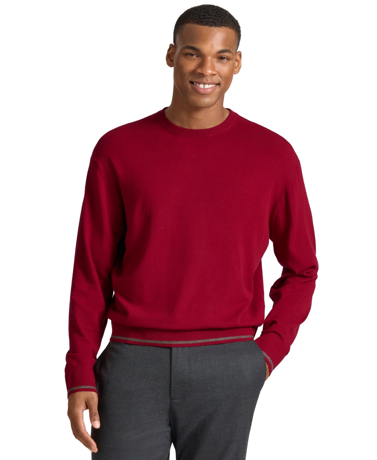 Ted by Ted Baker Men's Hendon Long-Sleeve Regular-Fit Crewneck Sweater - Red