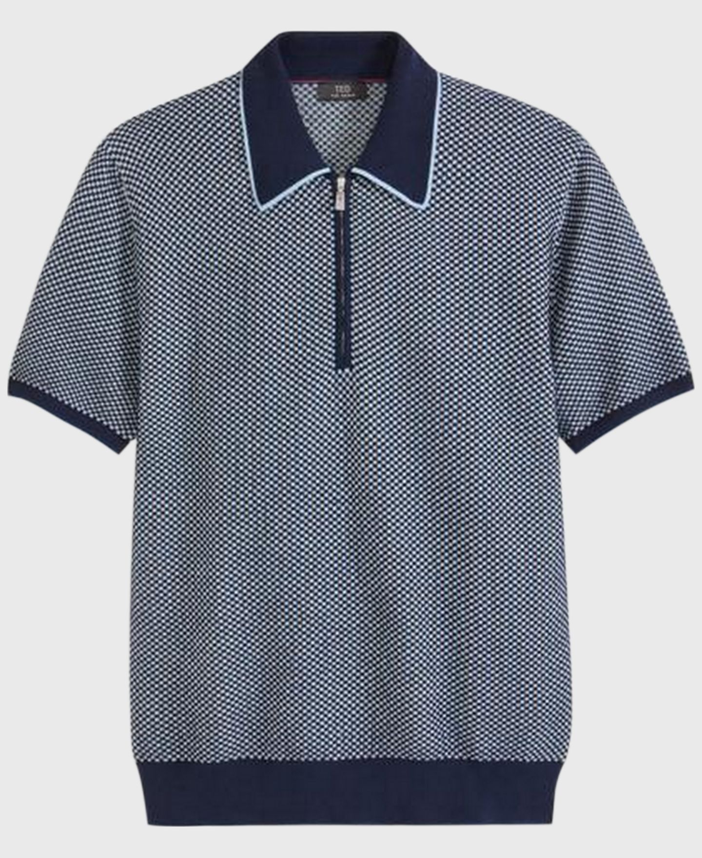 Мужское поло Ted by Ted Baker Wilton Quarter-Zip Textured-Knit Polo Shirt, цвет: Синий — фото 3