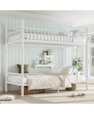 Twin XL over Twin XL Metal Bunk Bed with Curved Guardrail