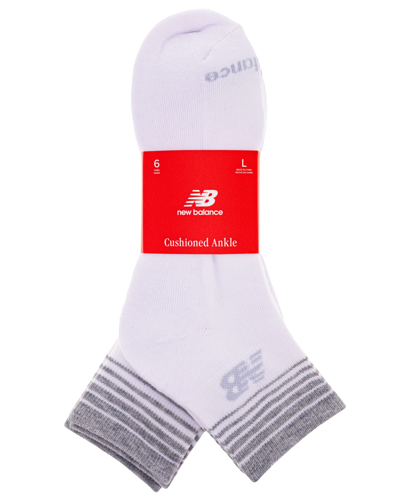 Мужские эластичные трикотажные носки New Balance Cushioned Quarter, набор из 6 пар, цвет: Белый — фото 4